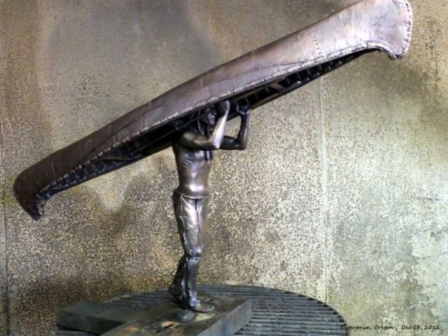 Maquette (working model) of portageur cast in bronze